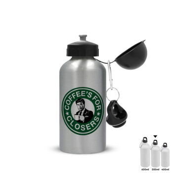 Coffee's for closers, Metallic water jug, Silver, aluminum 500ml