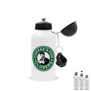 Coffee's for closers, Metal water bottle, White, aluminum 500ml