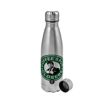 Coffee's for closers, Metallic water bottle, stainless steel, 750ml