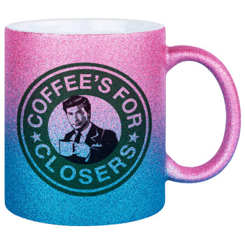Coffee's for closers, Κούπα Χρυσή/Μπλε Glitter, κεραμική, 330ml