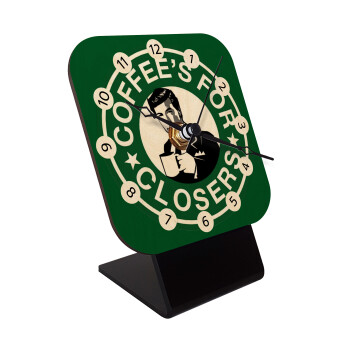 Coffee's for closers, Quartz Table clock in natural wood (10cm)