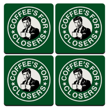 Coffee's for closers, ΣΕΤ 4 Σουβέρ ξύλινα τετράγωνα (9cm)