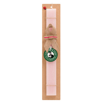 Coffee's for closers, Easter Set, wooden keychain & scented flat Easter candle (30cm) (PINK)