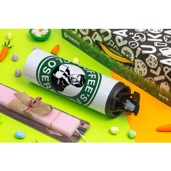 Coffee's for closers, Πασχαλινή Λαμπάδα με Travel Tumbler θερμό με διπλό καπάκι (600ml, BPA free) & κερί αρωματικό πλακέ (30cm) (ΡΟΖ)