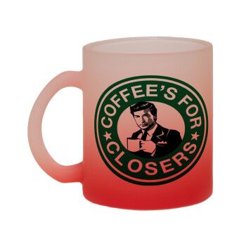 Coffee's for closers, Κούπα γυάλινη δίχρωμη με βάση το κόκκινο ματ, 330ml