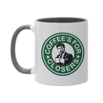 Coffee's for closers, Κούπα χρωματιστή γκρι, κεραμική, 330ml