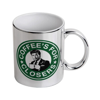 Coffee's for closers, Mug ceramic, silver mirror, 330ml
