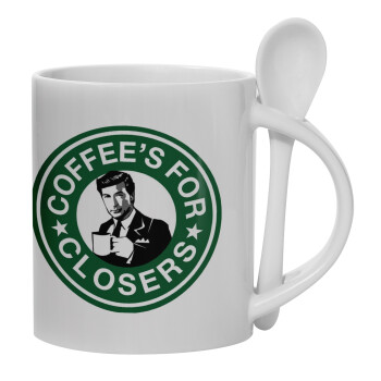 Coffee's for closers, Ceramic coffee mug with Spoon, 330ml (1pcs)