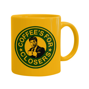 Coffee's for closers, Ceramic coffee mug yellow, 330ml (1pcs)