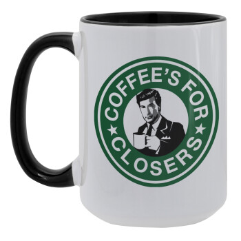 Coffee's for closers, Κούπα Mega 15oz, κεραμική Μαύρη, 450ml