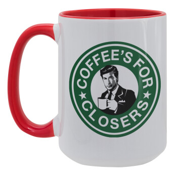 Coffee's for closers, Κούπα Mega 15oz, κεραμική Κόκκινη, 450ml