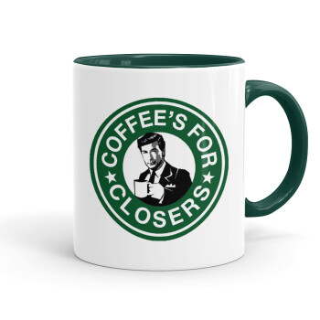 Coffee's for closers, Κούπα χρωματιστή πράσινη, κεραμική, 330ml