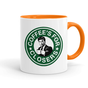 Coffee's for closers, Κούπα χρωματιστή πορτοκαλί, κεραμική, 330ml