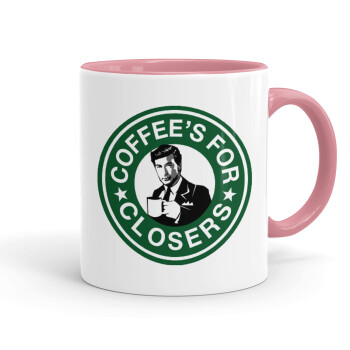 Coffee's for closers, Κούπα χρωματιστή ροζ, κεραμική, 330ml