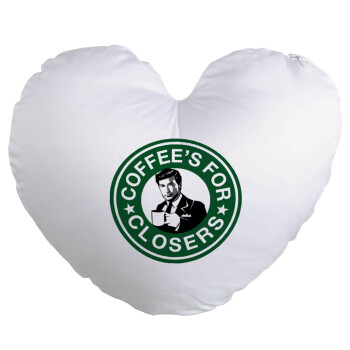 Coffee's for closers, Μαξιλάρι καναπέ καρδιά 40x40cm περιέχεται το  γέμισμα