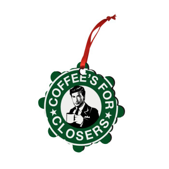 Coffee's for closers, Χριστουγεννιάτικο στολίδι snowflake ξύλινο 7.5cm