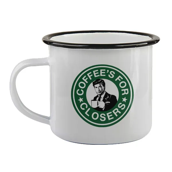 Coffee's for closers — Enamel mug with black rim, 360ml