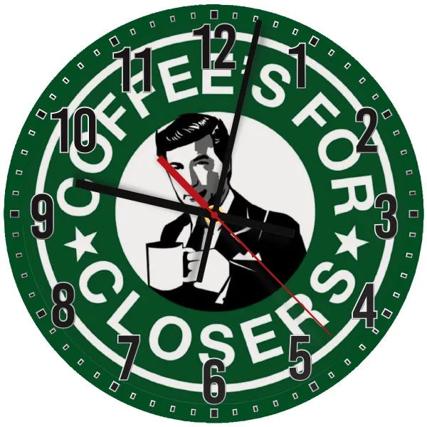 Coffee's for closers — Ρολόι τοίχου ξύλινο 30cm