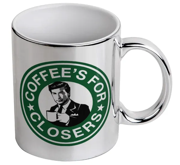 Coffee's for closers — Κούπα κεραμική, ασημένια καθρέπτης, 330ml