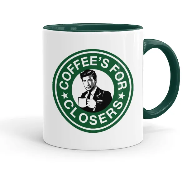 Coffee's for closers — Κούπα χρωματιστή πράσινη, κεραμική, 330ml