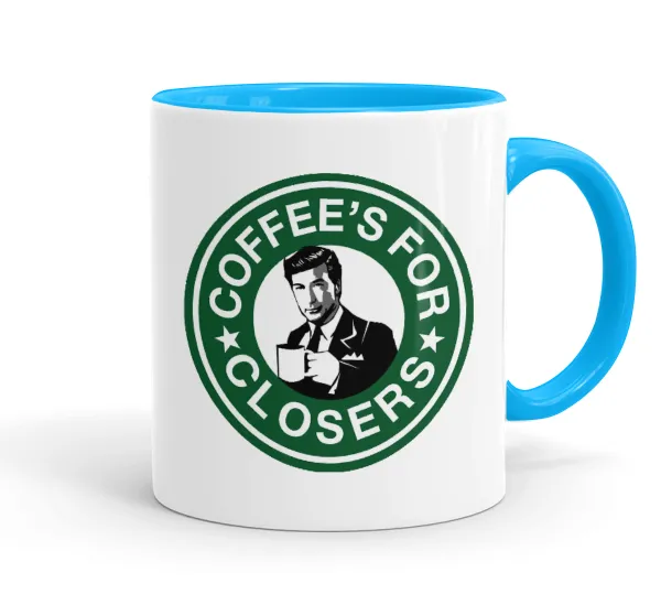 Coffee's for closers — Mug colored light blue, ceramic, 330ml