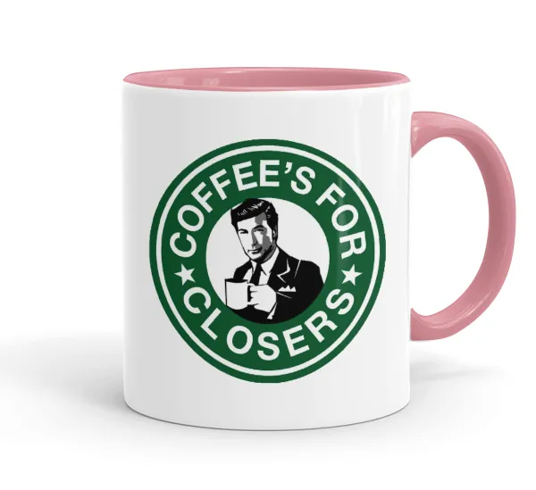 Coffee's for closers — Κούπα χρωματιστή ροζ, κεραμική, 330ml