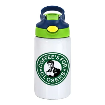 Coffee's for closers, Παιδικό παγούρι θερμό, ανοξείδωτο, με καλαμάκι ασφαλείας, πράσινο/μπλε (350ml)