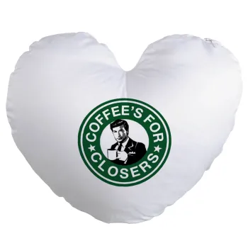 Coffee's for closers, Μαξιλάρι καναπέ καρδιά 40x40cm περιέχεται το  γέμισμα