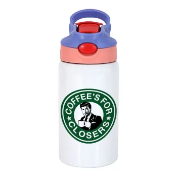Coffee's for closers, Παιδικό παγούρι θερμό, ανοξείδωτο, με καλαμάκι ασφαλείας, ροζ/μωβ (350ml)
