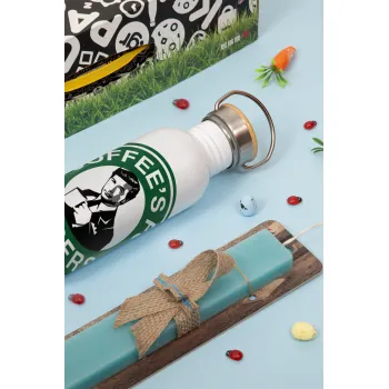 Coffee's for closers, Πασχαλινή Λαμπάδα με παγούρι μεταλλικό (620ml, stainless steel) & κερί αρωματικό πλακέ (30cm) (ΤΙΡΚΟΥΑΖ)