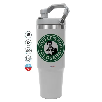 Coffee's for closers, GREY color, 890ml (30oz) stainless Steel Tumbler with Handle