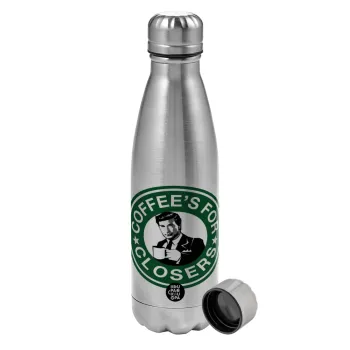 Coffee's for closers, Metallic water bottle, stainless steel, 750ml