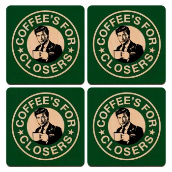 Coffee's for closers, ΣΕΤ x4 Σουβέρ ξύλινα τετράγωνα plywood (9cm)