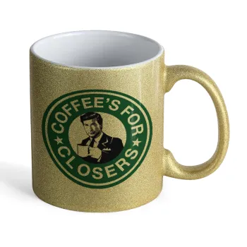 Coffee's for closers, Κούπα Χρυσή Glitter που γυαλίζει, κεραμική, 330ml