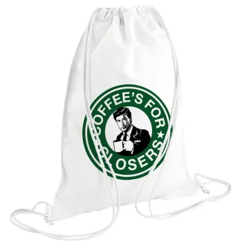 Coffee's for closers, Backpack pouch GYMBAG white (28x40cm)