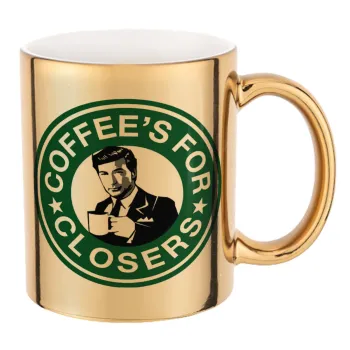 Coffee's for closers, Κούπα κεραμική, χρυσή καθρέπτης, 330ml