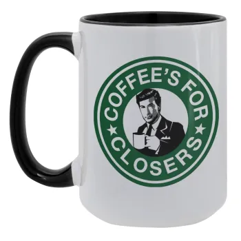 Coffee's for closers, Κούπα Mega 15oz, κεραμική Μαύρη, 450ml