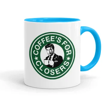 Coffee's for closers, Κούπα χρωματιστή γαλάζια, κεραμική, 330ml