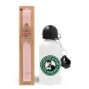 Easter Set, metallic aluminum bottle (500ml) & aromatic flat Easter candle (30cm) (PINK)