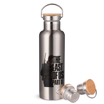 Last of us, Ellie, Stainless steel Silver with wooden lid (bamboo), double wall, 750ml