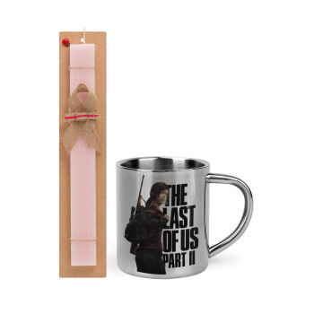 Last of us, Ellie, Easter Set, metallic thermal cup (300ml) & aromatic flat Easter candle (30cm) (PINK)