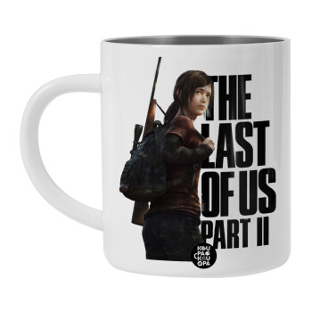 Last of us, Ellie, Λευκή Ανοξείδωτη Μεταλλική Κούπα 450ml - Διπλού Τοιχώματος 