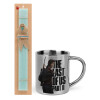 Easter Set, metallic thermal cup (300ml) & aromatic flat Easter candle (30cm) (TURQUOISE)