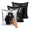 Μαξιλάρι καναπέ Μαγικό Μαύρο με πούλιες 40x40cm περιέχεται το γέμισμα
