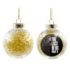Transparent Christmas tree ball ornament with gold filling 8cm