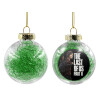 Transparent Christmas tree ball ornament with green filling 8cm