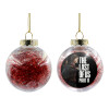 Transparent Christmas tree ball ornament with red filling 8cm
