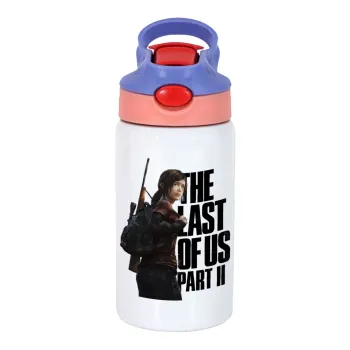 Last of us, Ellie, Children's hot water bottle, stainless steel, with safety straw, pink/purple (350ml)