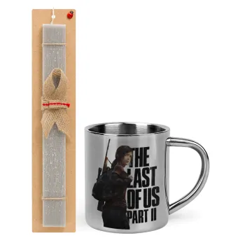 Last of us, Ellie, Easter Set, metallic thermal cup (300ml) & Easter aromatic flat candle (30cm) (GRAY)