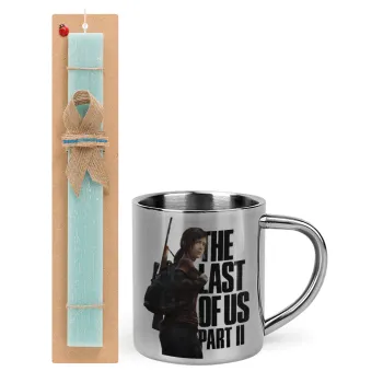 Last of us, Ellie, Easter Set, metallic thermal cup (300ml) & aromatic flat Easter candle (30cm) (TURQUOISE)